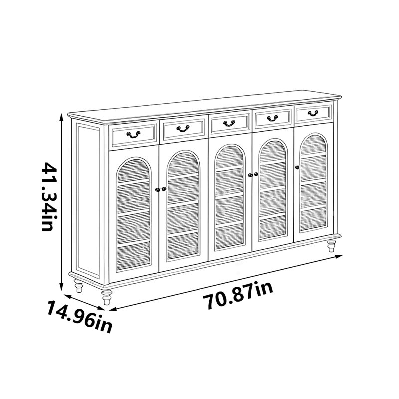 Armoire à chaussures American, H 41,34 po x l 70,87 po x P 14,96 po