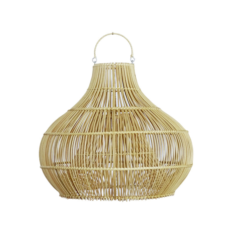 The Rattan Lampshade Collection 37cm H Round Pendant Shade ( Screw On ) in Brown