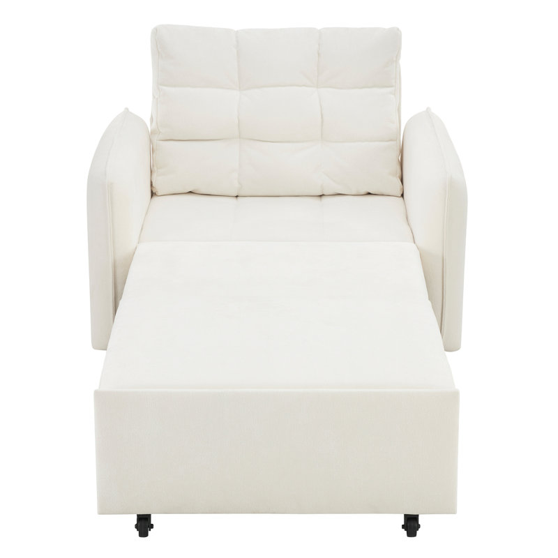 Canapé-lit polyvalent 3-en-1, méridienne coulissante allongée de 80 po avec USB et rangement, canapé en chenille capitonné pour espaces compacts