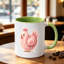 1pc Pink Polka-Dot Chicken Logo Ceramic Mug - Cute Reusable Coffee Cup with Chicken, Scratch-Resistant.