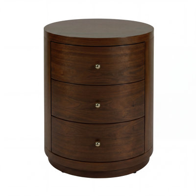 Celine 22 in. W Round Wood 3 Drawer End Table, Smooth White