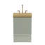 Meuble-lavabo moderne sur pied de 51 cm (20 po) avec lavabo monobloc en or brossé, E1, tiroir à fermeture amortie, option de fixation murale, embout en métal
