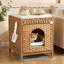 Enceinte de litière pour chat avec bacs à litière cachés avec pieds en métal, maison de chat en rotin tissée à la main avec tapis pour litière, meuble de litière cachée pour le salon de la chambre à coucher