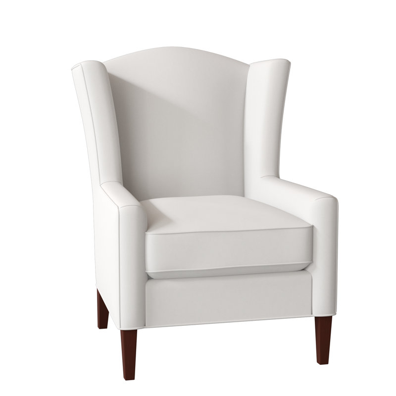 Cataria Upholstered Wingback Chair, Pecan, No, Macarena Gray Performance