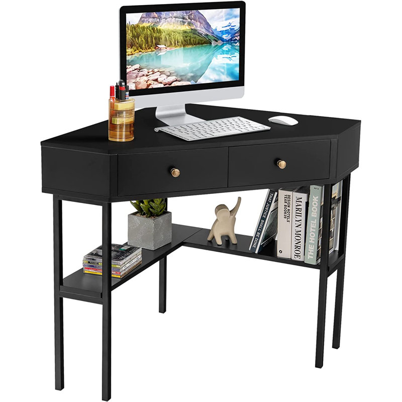 Ceti Corner Computer Desk, Black, Black