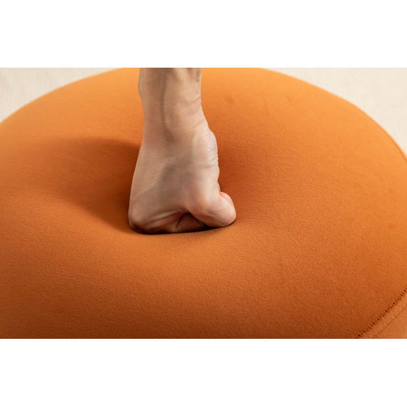 Repose-pieds rond Hasset, repose-pieds rond doux, repose-pieds, Mélange de polyester orange