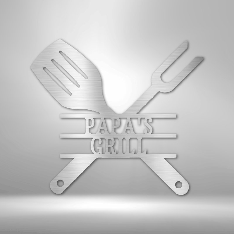 Ustensiles de barbecue personnalisés, Argent argent, H 14,25 po x l 14,5 po x P 0,5 po, Oui