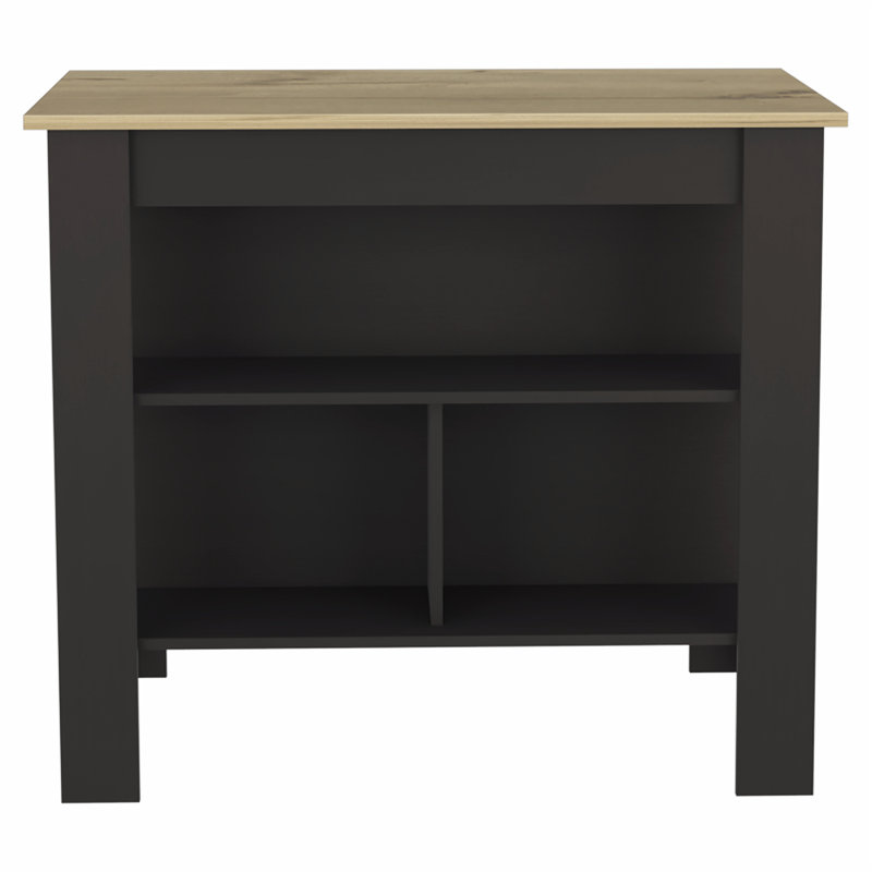 Rockaway 3-Shelf Kitchen Island, Walnut/Black