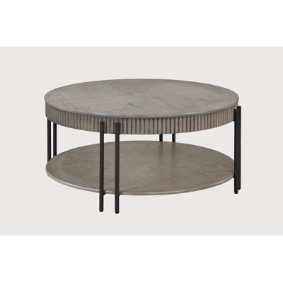 1Pc Contemporary Round Coffee Table With Storage Shelf Black Brown Tan / Beige Finish Living Room Wooden Modern Furniture