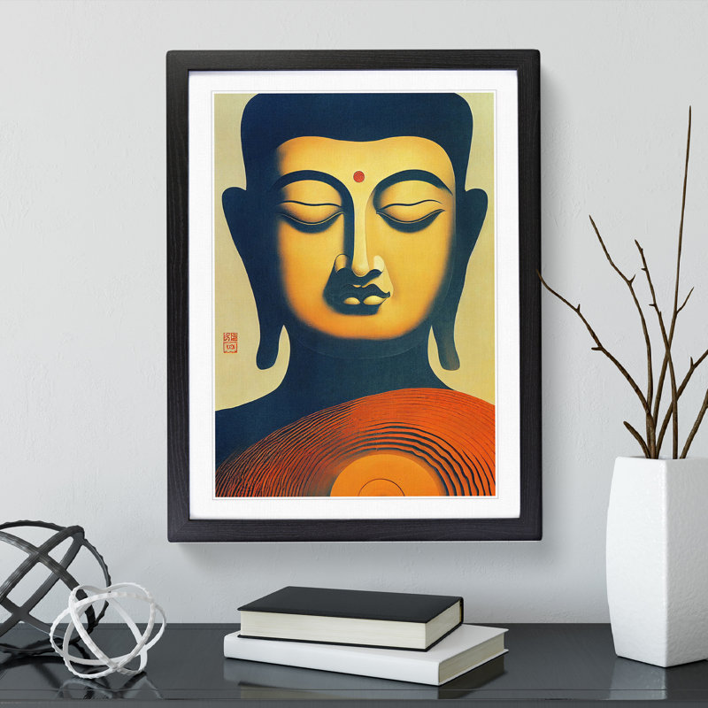 Buddha Aglow - Single Picture Frame Print, Black, 46cm H x 34cm W x 2cm D