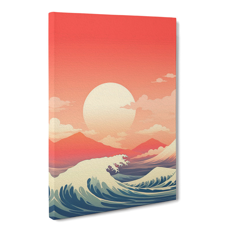 Wave Japanese Minimalism - Wrapped Canvas, 60cm H x 40cm W x 3cm D