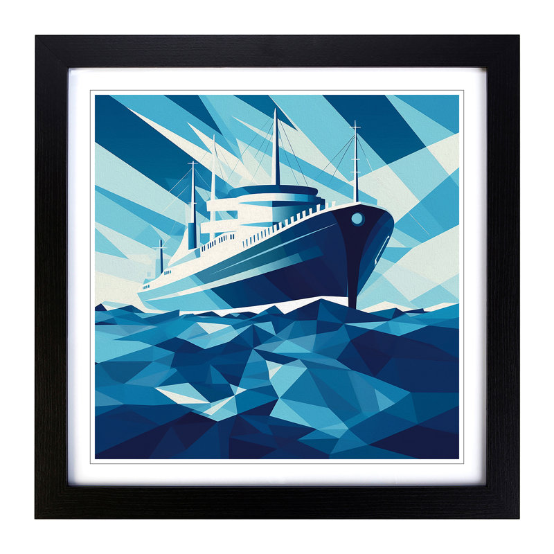 Ship On The Ocean Constructivism No.2 - Single Picture Frame Print on Wood, Black