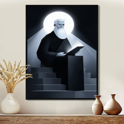 Monochrome Religious Portrait Of God II - Religious Portrait Framed Wall Art