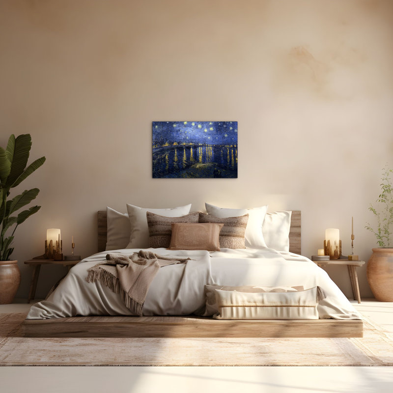Starry Night Over the Rhone by Van Gogh Vincent 53×80 cm MetalArt Materic Aluminum Satin Effect, Frameless Panel, Lightweight Ready to Hang