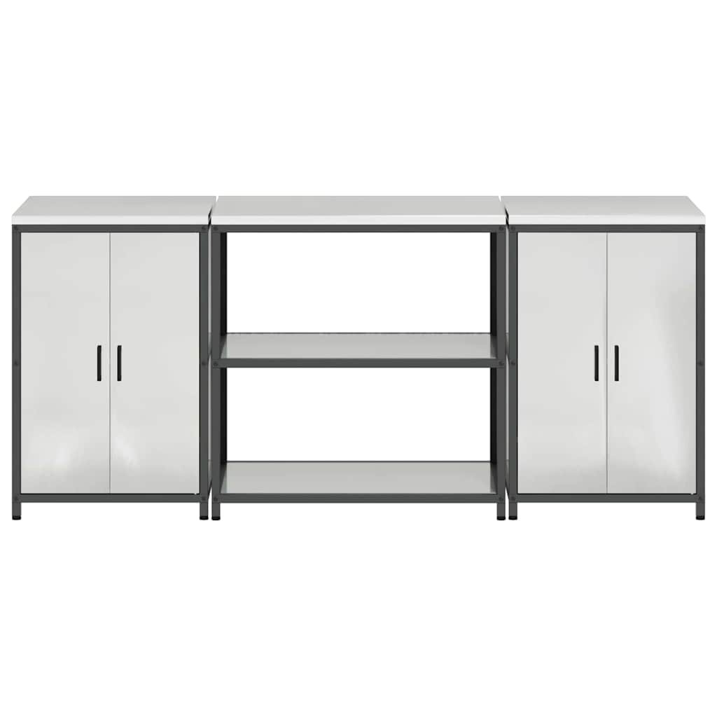 Kitchen Storage Set With Shelf 3 Pcs Sliver 210 X 50 X 92 Cm