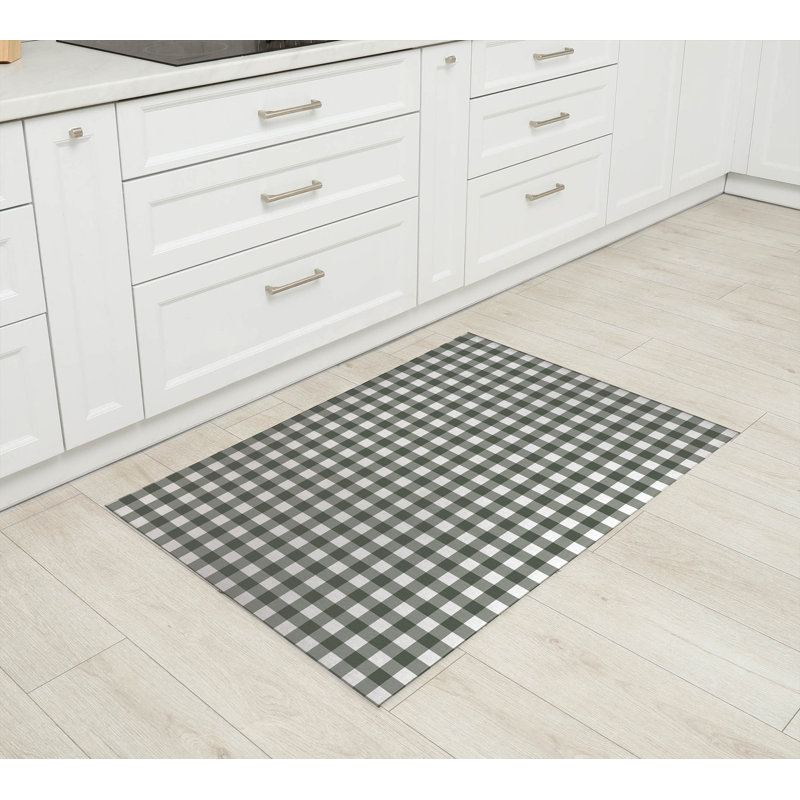 Proper Gingham Kitchen Mat, Rectangle 2' x 3', Green