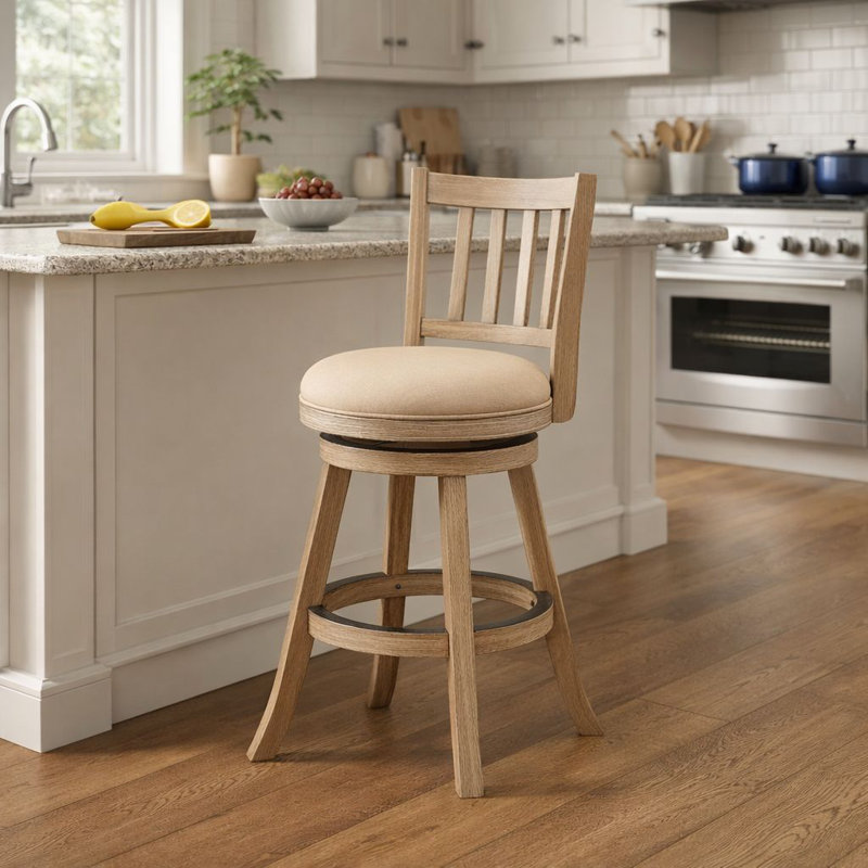 Cremilde Swivel Bar/Counter Stool, Driftwood Wire-Brush and Oatmeal, Counter Stool (24" Seat Height)