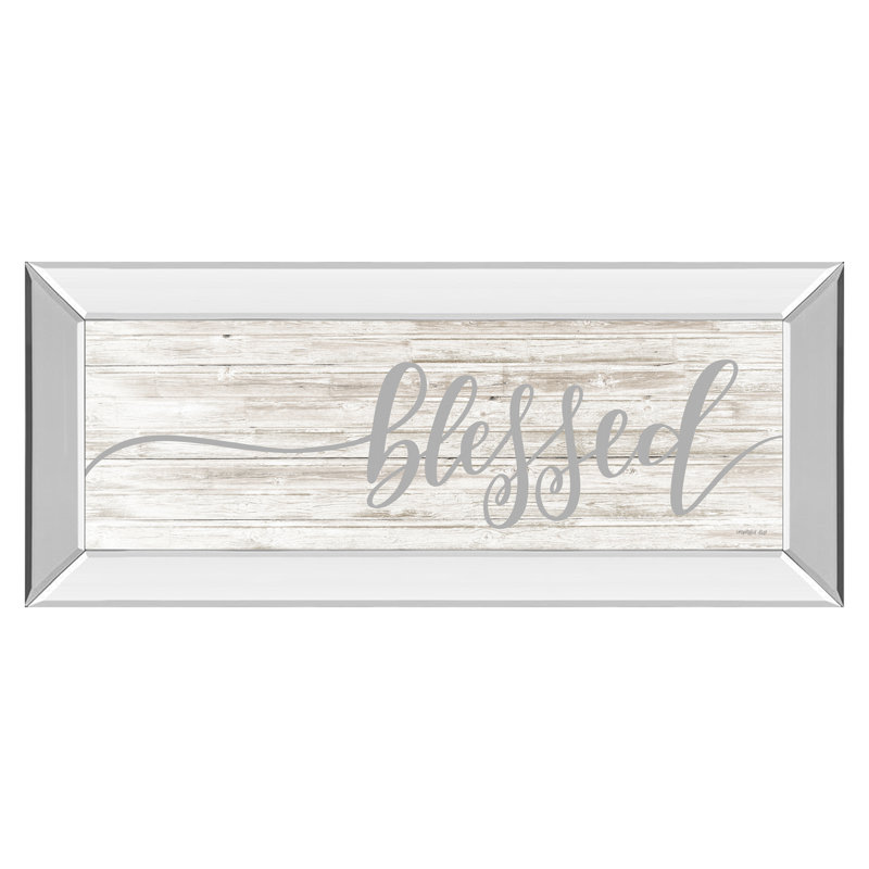 Blessed Script Wall Art - 18" x 42" - Mirrored Frame