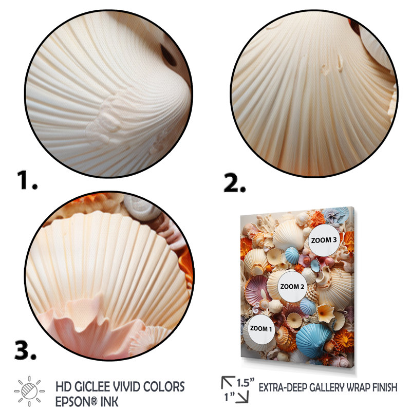 «Beach Photo Seashell Collage I», impressions sur toile d'animaux côtiers, H 20 po x l 12 po x P 1 po, Toile tendue