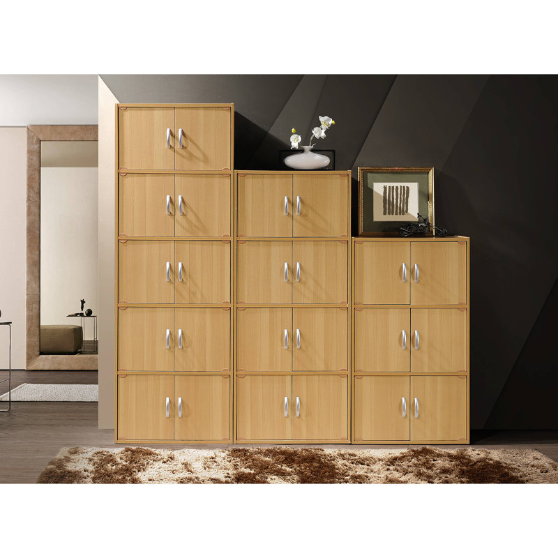Beech Wood 6-Door Lockable Office Storage Cabinet