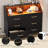 6 Drawers for Bedroom with Charging Station, Natural Wood Durable Dressers & Chests of Drawers with LED Light and Charging Station-1893623090