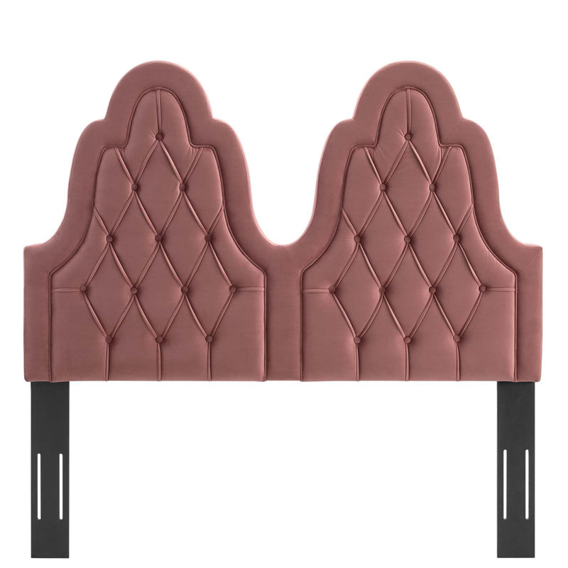 Augustine Tufted Performance Velvet Headboard, Heather Pink, Full/Queen