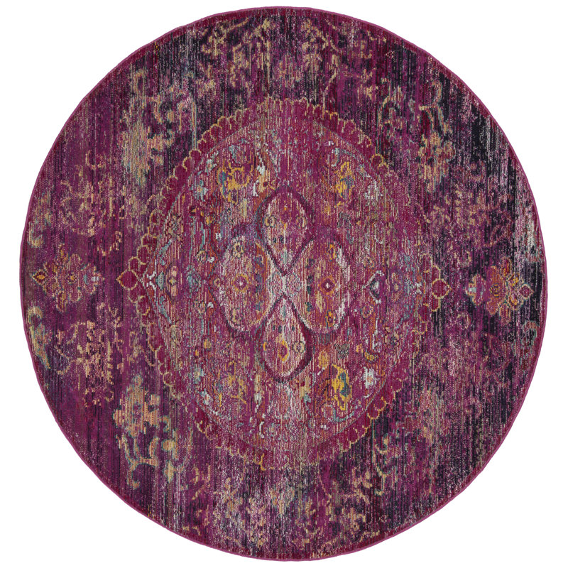 Tapis oriental fuchsia / mauve, Rond 7 pi