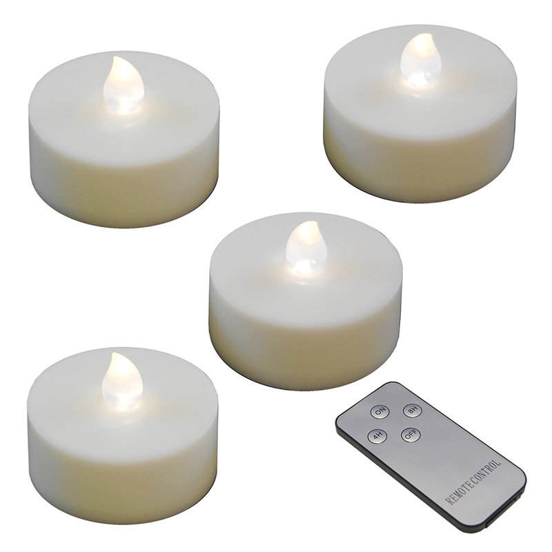 Très grandes lumières à thé à piles avec télécommande, Blanc