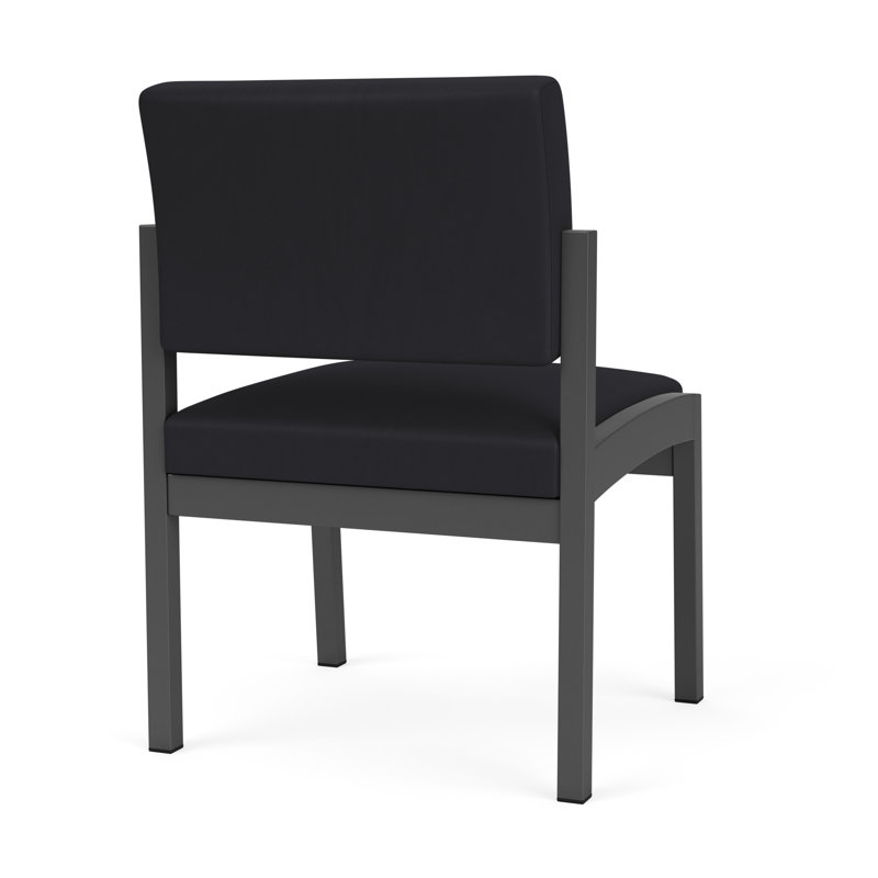 Chaise sans accoudoirs en acier Lenox, Noir Patriot Plus - nettoyez le vinyle avec un lin, Gris anthracite