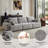Boneless 113.8" Modular Sectional Sofa with Movable Ottoman, 3-Seater L-Shaped Sofa with Deep Sea, Plush Chenille Boneless Cloud Couches for Living Room, No Assembly-31949252