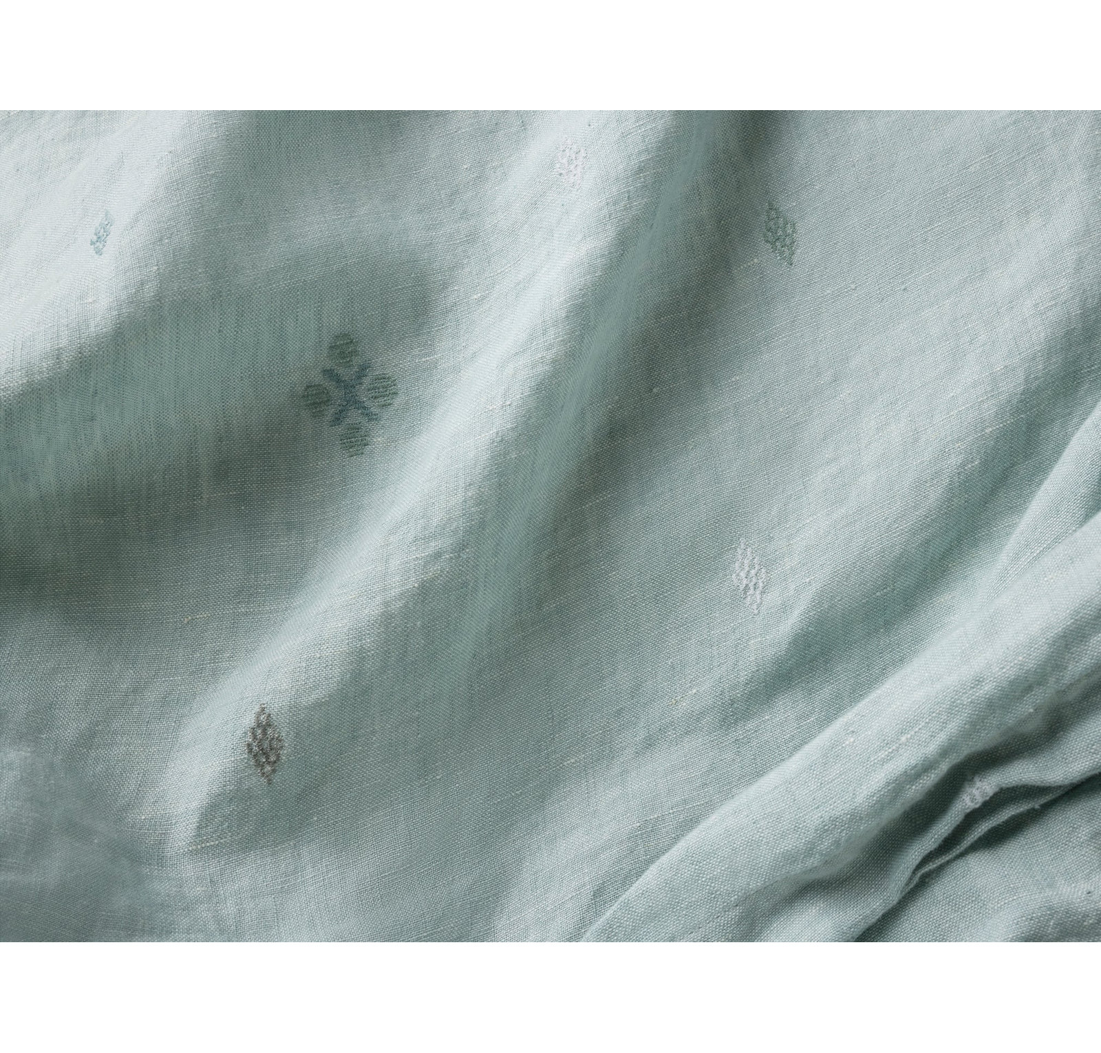 Cambria Linen Duvet Cover Set, Queen Duvet Cover, Pacific Blue Chambray w/ Multi