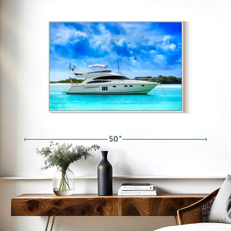 Yacht de luxe des Caraïbes, Cadre flottant blanc, 37 po x 25 po