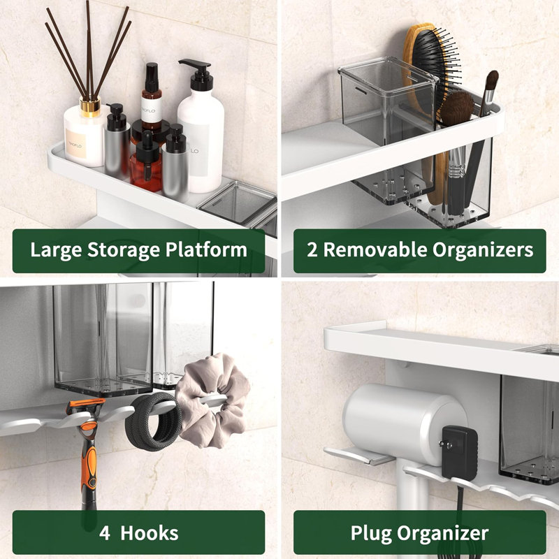 Hair Dryer Holder Wall Mounted Adhesive/Drilling, Hair Dryer Storage Organizer