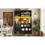 White/Black tall kitchen cabinet with LED lights and USB ports, living room storage cabinet with drawers and glass shelves-124901725