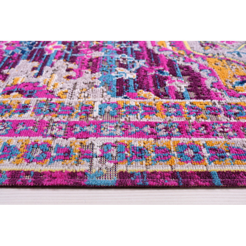 Tapis de style oriental lilas / beige Harrold, Rectangulaire 3 pi 11 po x 5 pi 10 po
