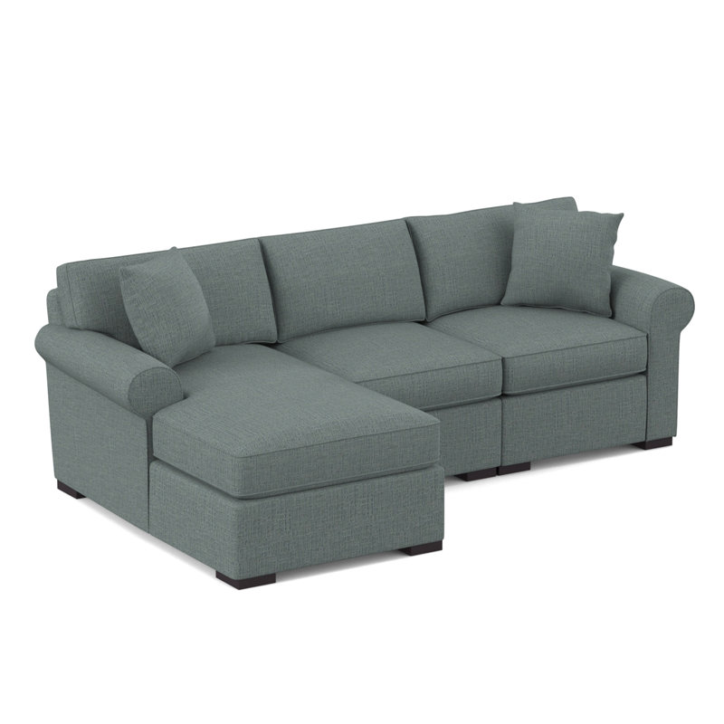 Star Upholstered L-Shaped Sectional, Heavenly Robins Egg Chenille, Left Hand Facing
