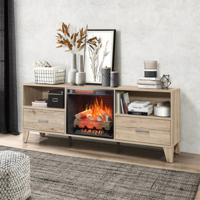 Foyer électrique encastrable 23 pouces avec flamme réaliste et télécommande noir antique