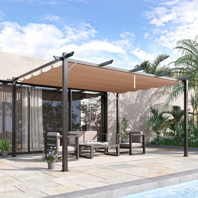Pergola de patio en aluminium 10 'x 13' avec auvent rétractable, abri de jardin pour la véranda, fête extérieure, jardin, pavillon de jardin