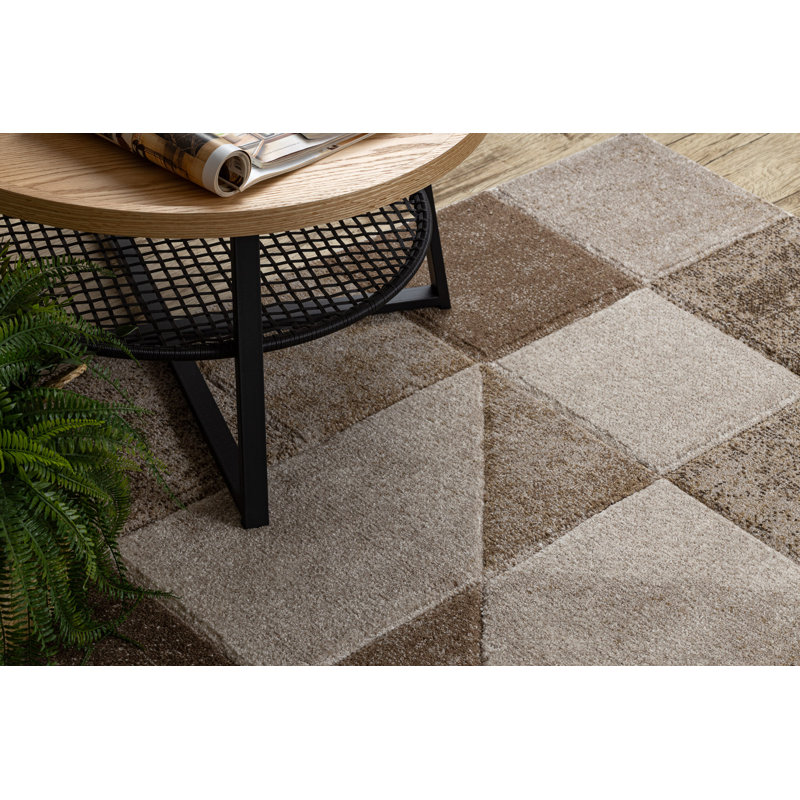 Cayrn Rectangle Geometric Area Rug, Beige/Orange, Rectangle 140 cm x 190 cm
