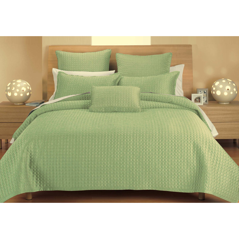 Classic Modern & Contemporary Sateen Quilt, Green Circle