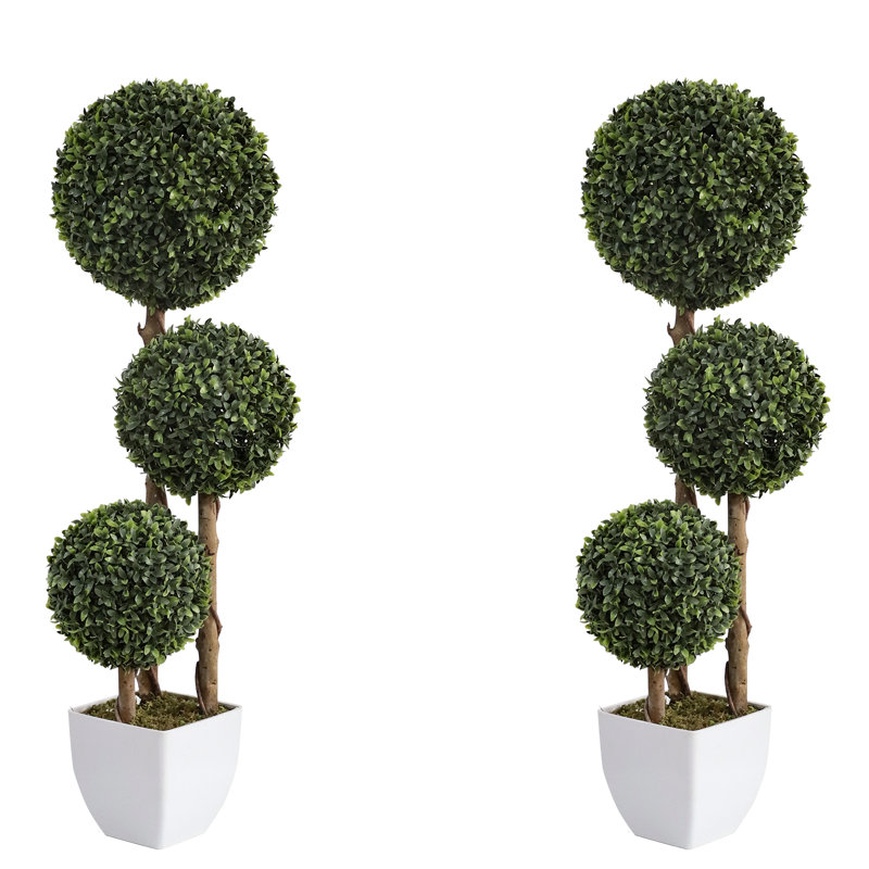 2 Pack 35" Artificial Topiary Ball Tree