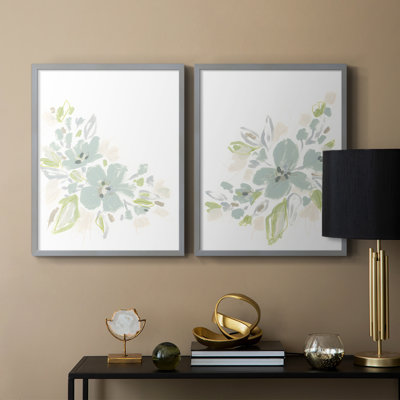 «Seafoam Petals I», reproduction encadrée de qualité supérieure - prête à être accrochée - aucun clou requis - aucun clou requis