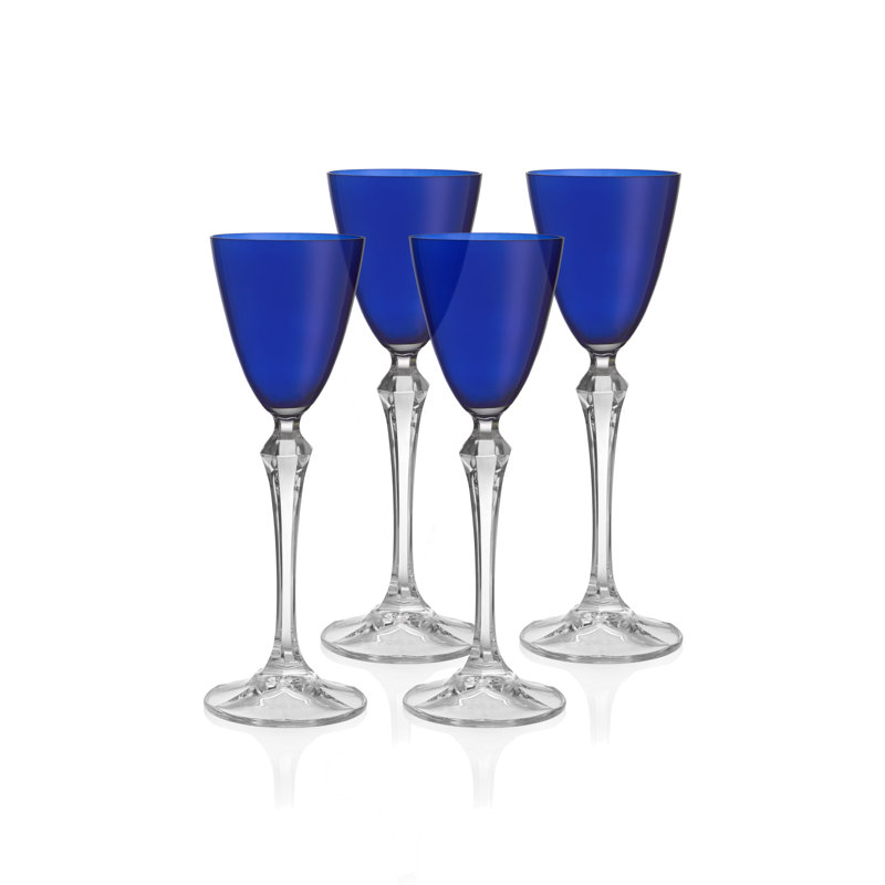 Verre à liqueur vif, à pied, bleu, 3 oz Ensemble de 4, Bleu