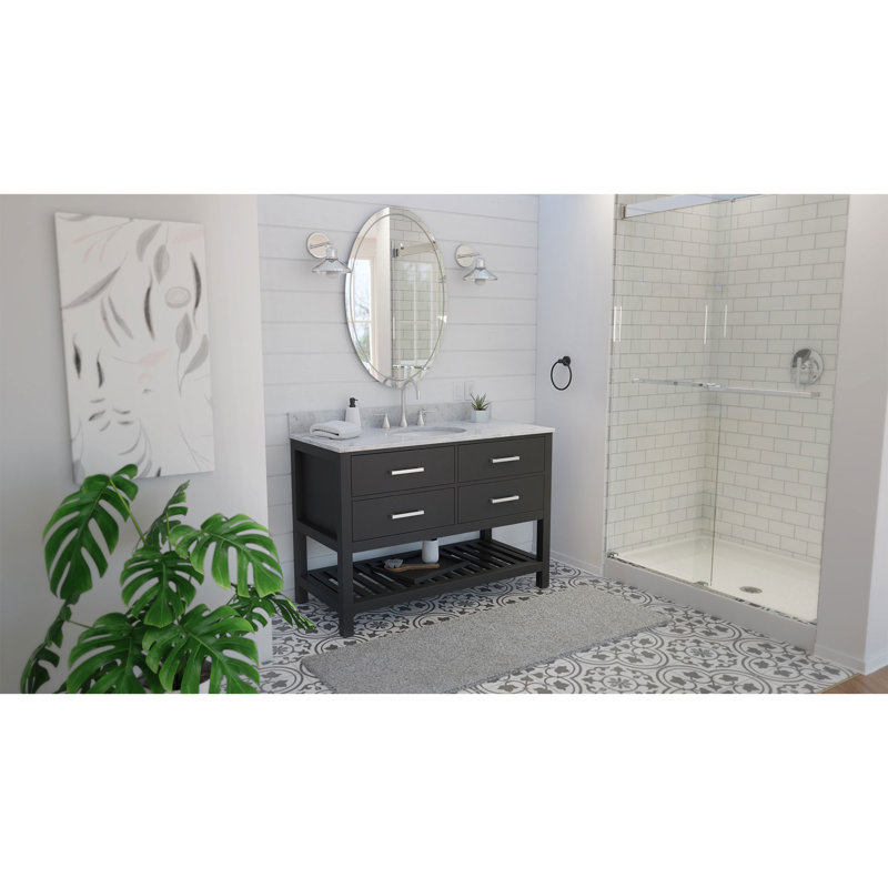 48" Single Bathroom Vanity Set, Matte Black