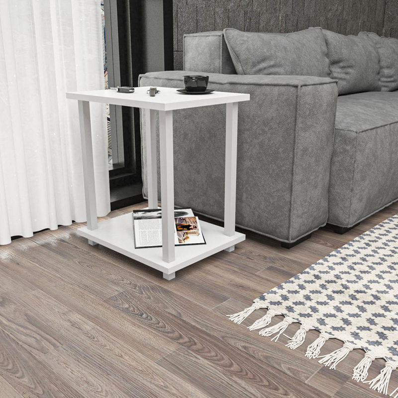 Monowi End Table, White, White