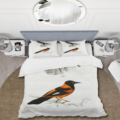 Orange/Black Microfiber Duvet Cover Set