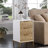 Nightstand with 3 Drawers, Mid-Century Modern End Table,Gold MetalFeet, Gold Metal Handles , Drawer Panels are Shaped by Cutting Lines,End Table for Bedroom,White and Natural