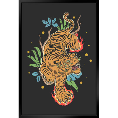Tigre classique - estampe numérique sur toile avec cadre flottant_