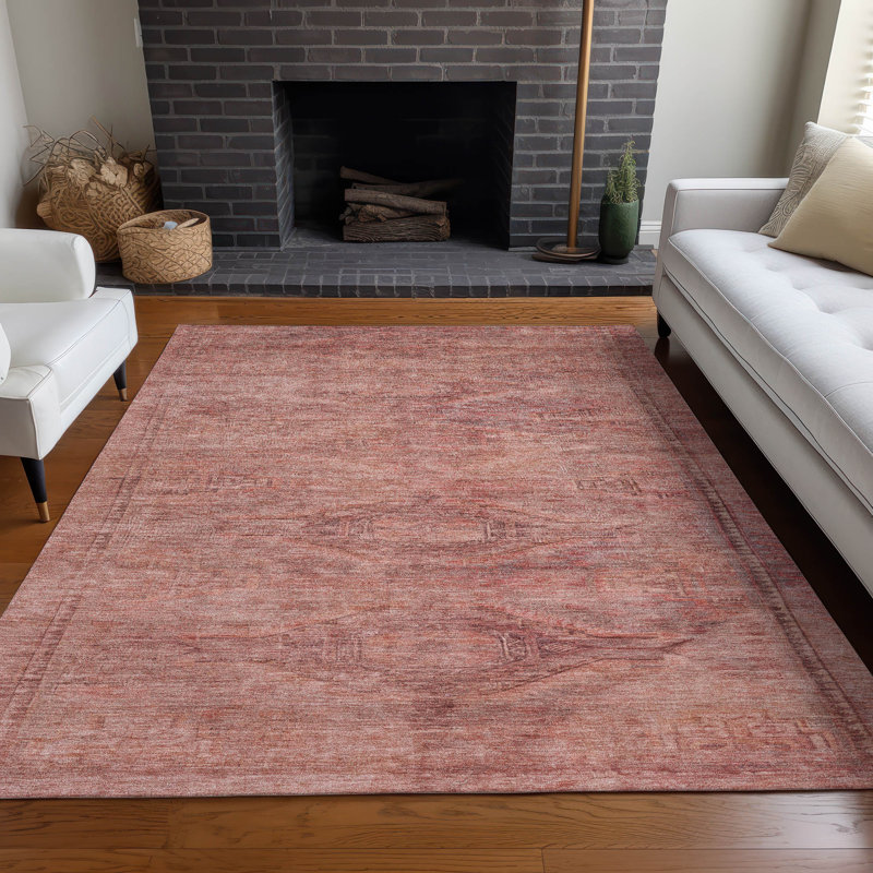 Machine Washable Indoor/Outdoor Claudian ACN1631 Terracotta Rug, Rectangle 3' x 5'