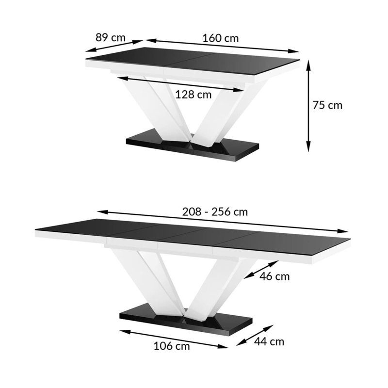 Rekiya Extendable Dining Table, White;Black